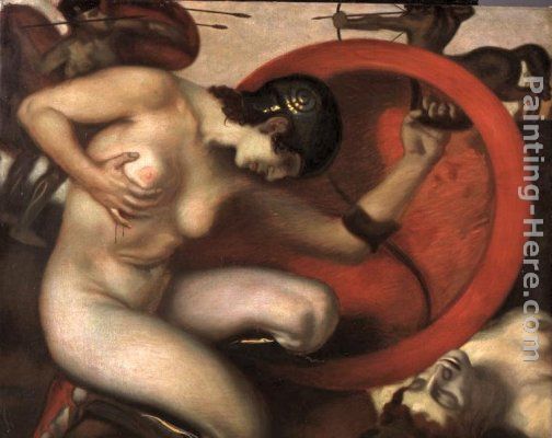 Wounded Amazon painting - Franz von Stuck Wounded Amazon art painting